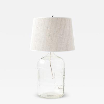 Vintage Clear Carboy Lamp with Whitewashed Grasscloth Shade