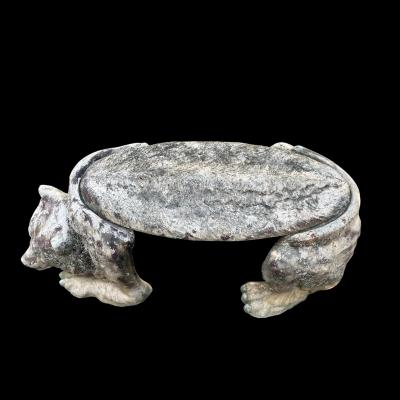 Vintage Concrete Grizzly Bear Bench