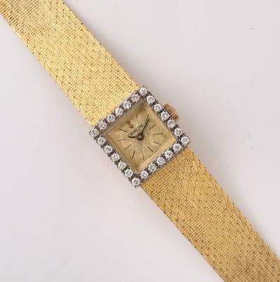Vintage Corum 18K White Gold Diamond Watch with Woven Gold Bracelet