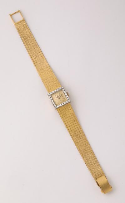 Vintage Corum 18K White Gold Diamond Watch with Woven Gold Bracelet