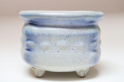 Vintage Cream and Blue Matte Glaze Studio Ceramic Planter by Deanna Nichols