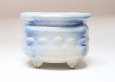 Vintage Cream and Blue Matte Glaze Studio Ceramic Planter by Deanna Nichols