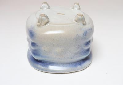 Vintage Cream and Blue Matte Glaze Studio Ceramic Planter by Deanna Nichols