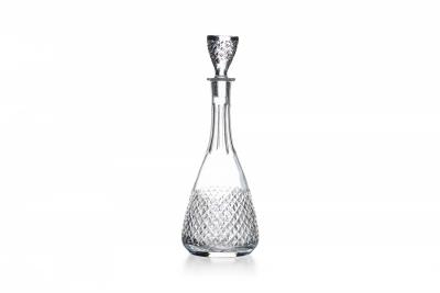 Vintage Czech Cut Crystal Decanter and Cordial Glass Set