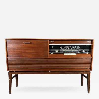 Vintage Danish Mid Century Modern Teak Blue Tooth Stereo Console by Dux