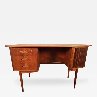 Vintage Danish Mid Century Teak Bullet Desk in the Manner of Kai Kristiansen