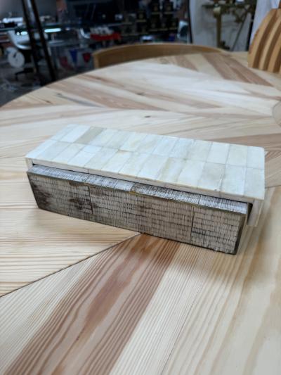 Vintage Decorative Box with Mother of Pearl Mosaic Lid