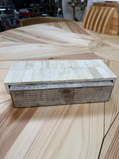 Vintage Decorative Box with Mother of Pearl Mosaic Lid