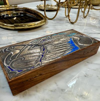 Vintage Decorative Italian Wood Box 1970s Signed