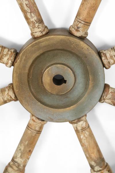 Vintage Distressed Brown and Red Painted Ships Wheel