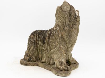 Vintage Dog Yorkishire Terrier Concrete Garden Ornament