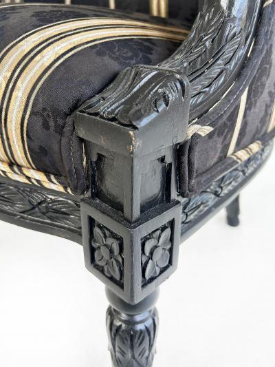 Vintage Ebonized Carved Rams Head Berg re Chairs Pair