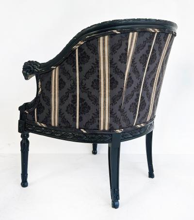 Vintage Ebonized Carved Rams Head Berg re Chairs Pair