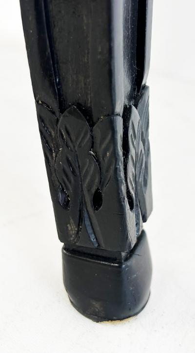 Vintage Ebonized Carved Rams Head Berg re Chairs Pair