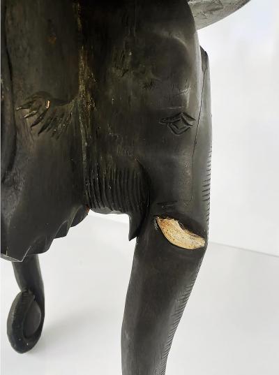 Vintage Ebonized Wooden Carved African Elephant Table