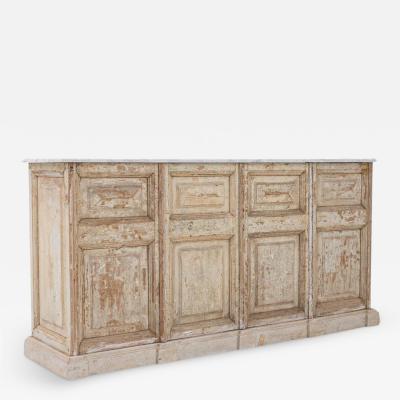 Vintage Egyptian Paneled Bar with Marble Top