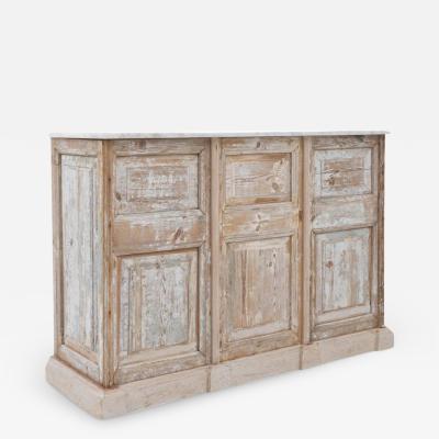Vintage Egyptian Paneled Bar with Marble Top