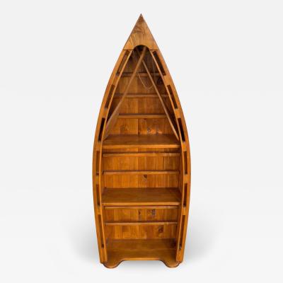 Vintage English Boat Form Etagere Bookshelf Bookcase