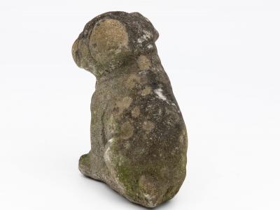 Vintage English Bulldog or Pug Dog Stone Garden Statue English mid 20th C 