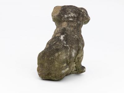 Vintage English Bulldog or Pug Dog Stone Garden Statue English mid 20th C 