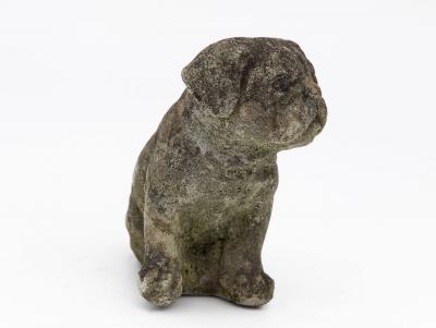 Vintage English Bulldog or Pug Dog Stone Garden Statue English mid 20th C 