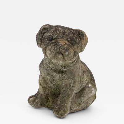 Vintage English Bulldog or Pug Dog Stone Garden Statue English mid 20th C 