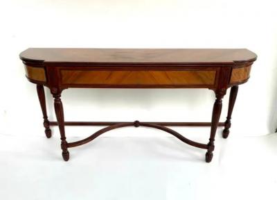 Vintage English Marquetry Inlay Console with Book matched Veneer