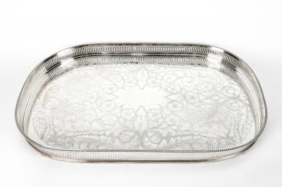 Vintage English Sheffield Plated Gallery Tray