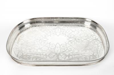 Vintage English Sheffield Plated Gallery Tray