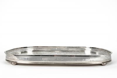 Vintage English Sheffield Plated Gallery Tray