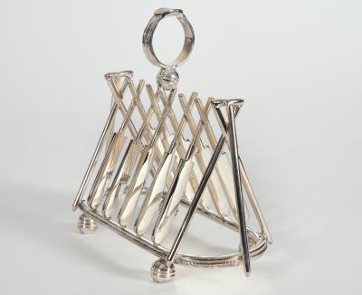 Vintage English Silver Plate Cricket Sport Design Toast Rack