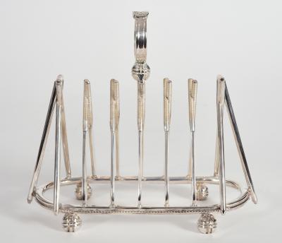 Vintage English Silver Plate Cricket Sport Design Toast Rack