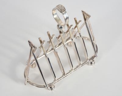 Vintage English Silver Plate Cricket Sport Design Toast Rack