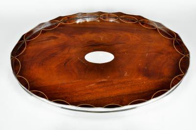 Vintage English Wood Inlay Barware Tray