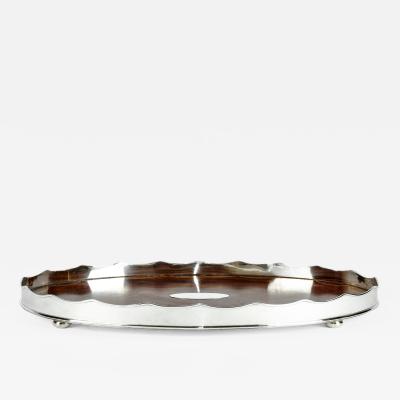 Vintage English Wood Inlay Barware Tray