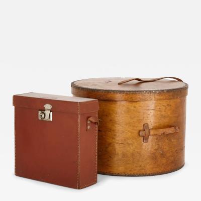Old large brown hat box luggage