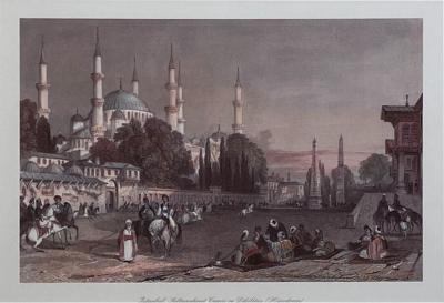 Vintage Engraving of the Blue Mosque Circa 20th Century