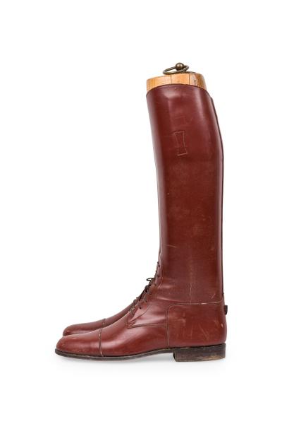 Vintage Equestrian Riding Boots with Wooden Stretcher Trees