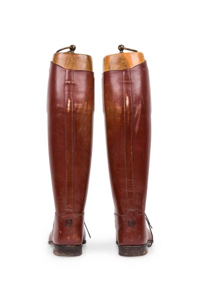 Vintage Equestrian Riding Boots with Wooden Stretcher Trees