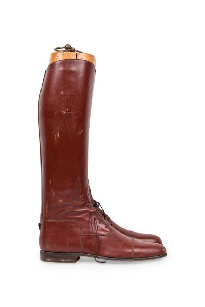 Vintage Equestrian Riding Boots with Wooden Stretcher Trees