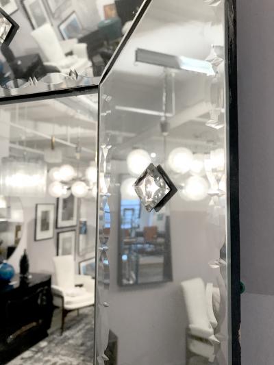 Vintage Etched Portrait Mirror with Baguettes