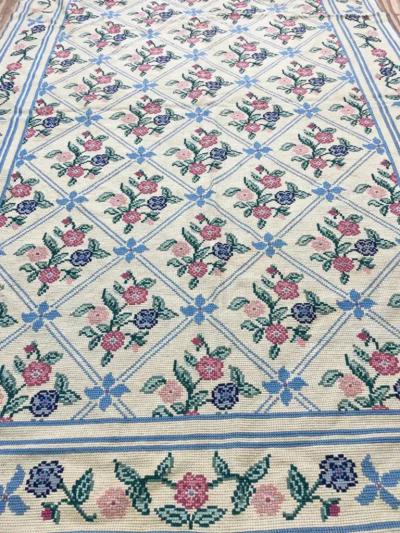 Vintage European needle point rug AS IS