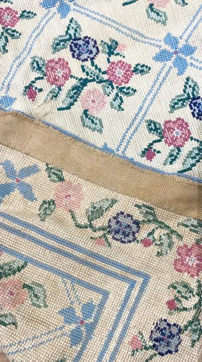 Vintage European needle point rug AS IS