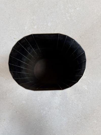 Vintage Faceted Brass Vase Mid Century Modern Geometric Vessel