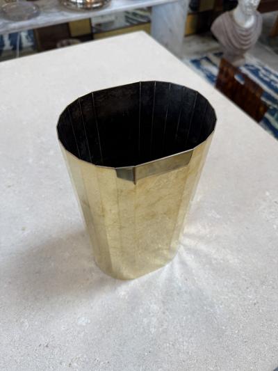 Vintage Faceted Brass Vase Mid Century Modern Geometric Vessel