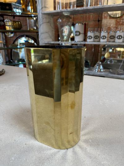 Vintage Faceted Brass Vase Mid Century Modern Geometric Vessel