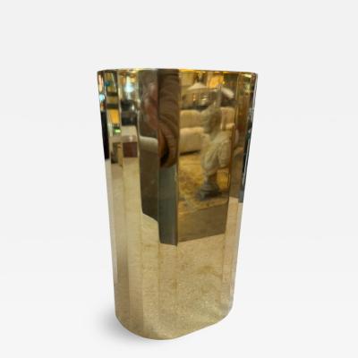 Vintage Faceted Brass Vase Mid Century Modern Geometric Vessel