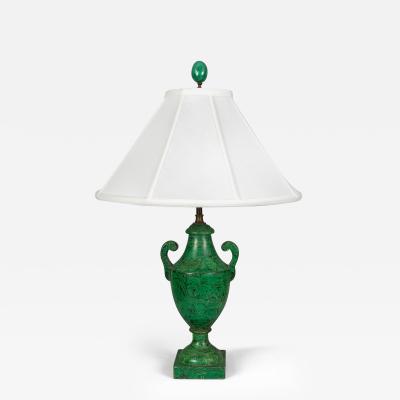 Vintage Faux Malachite Painted Lamp