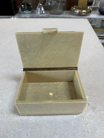 Vintage Faux Marble Lucite Trinket Box with Decorative Stone Accent