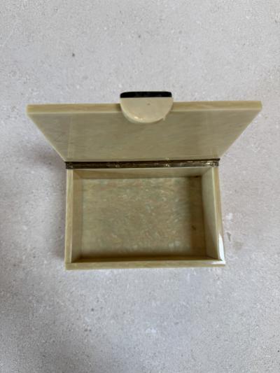 Vintage Faux Marble Lucite Trinket Box with Decorative Stone Accent